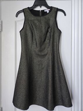 Made For Impulse Black and Gold Textured Dress With Back Cutout - Size XS